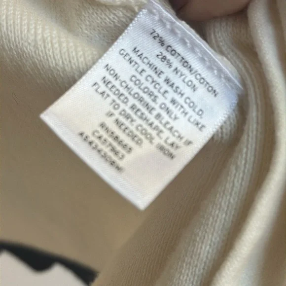 1901 knit Ivory black cotton Scallop Edge Open Front cardigan sweater medium EUC - Picture 8 of 9